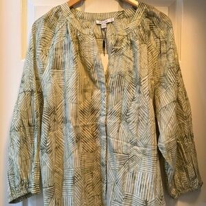 CHICO’S  Billow Tie Blouse Salted Lime